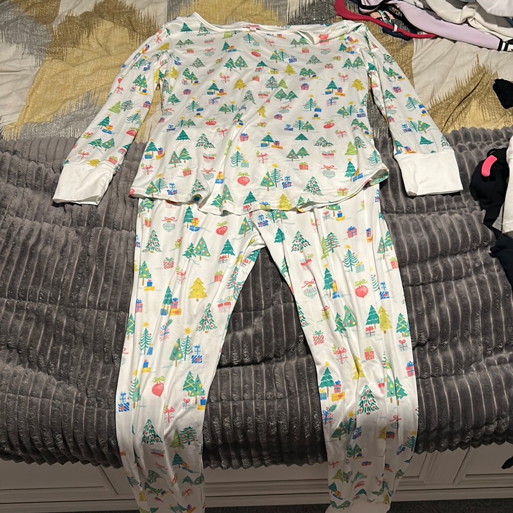 A set of Christmas Pjs which are a size XL for both pants and shirt